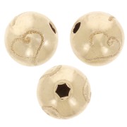 Perle ronde - gravure effet diamanté motif coeur 8 mm - Gold filled (or laminé)  x1|raw }}