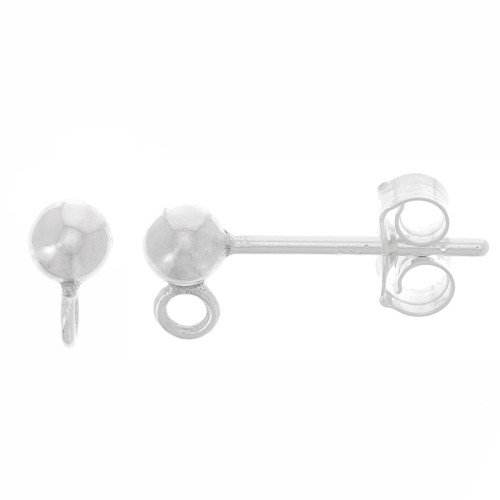 Clous d'oreilles boule 3 mm avec anneau fermé - Argent 925 x20