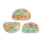 Perles en verre Kos® par Puca® 6x3 mm - Blue Green Opal Tweedy x10g|raw }}