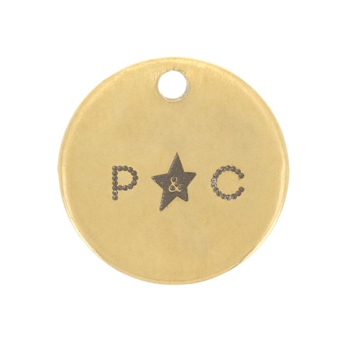 Breloques personnalisées 6 mm avec Logo simple - Acier inoxydable 304 Doré x100