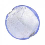 Bombée Murano 16 mm Light Sapphire et feuille d'argent x1|raw }}