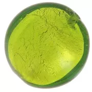 Bombée Murano 16 mm Peridot et feuille d'argent x1