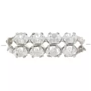 Perle tube avec cabochons en cristal Preciosa 16x7 mm - Argenté - Crystal x1