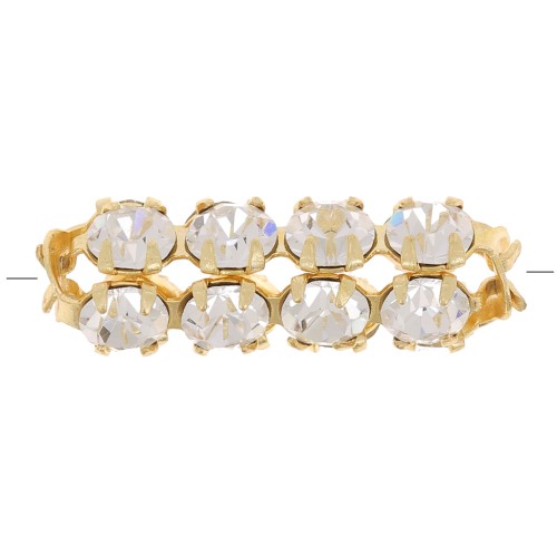 Perle tube avec cabochons en cristal Preciosa 20x7 mm - Doré - Crystal x1