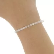 Chaîne maille Forçat double anneaux 3 mm - Argenté HQ x1m