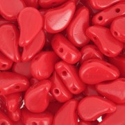 Perles en verre deux trous Paisley Duo 9x5.5 mm - Opaque Red Coral x10g|raw }}