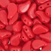 Perles en verre deux trous Paisley Duo 9x5.5 mm - Opaque Red Coral x10g