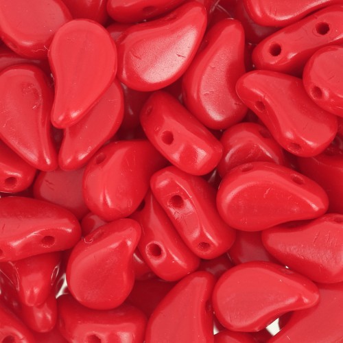 Perles en verre deux trous Paisley Duo 9x5.5 mm - Opaque Red Coral x10g