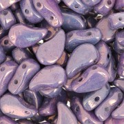 Perles en verre deux trous Paisley Duo 9x5.5mm Mix Amethyst Gold Ceramic Look x10g|raw }}