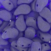 Perles en verre deux trous Paisley Duo 9x5.5 mm - Cobalt Mat x10g