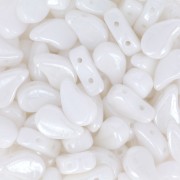 Perles en verre deux trous Paisley Duo 9x5.5 mm - Opaque White Luster x10g|raw }}
