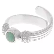 Bague serti cabochon fond plat 4 mm - Taille 48 à 54 - Argenté x1