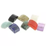 Perle 2 trous 12x8 mm en pierre gemme - Onyx noir x1