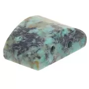 Perle 2 trous  12x8 mm en pierre gemme - Turquoise Africaine - Jaspe x1