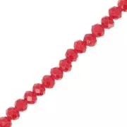 Perles rondelles facettées - rondes aplaties 4x3 mm - Rouge x40cm