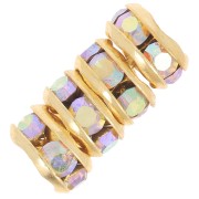 Rondelles Strass 5 mm doré/Crystal AB x4