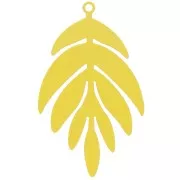 Pendentif teinté feuille 40x24 mm - Jaune x1