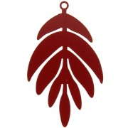 Pendentif teinté feuille 40x24 mm - Rouge x1