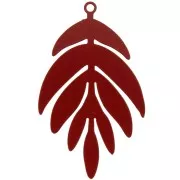 Pendentif teinté feuille 40x24 mm - Rouge x1