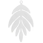Pendentif teinté feuille 40x24 mm - Blanc x1