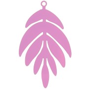 Pendentif teinté feuille 40x24 mm - Rose x1