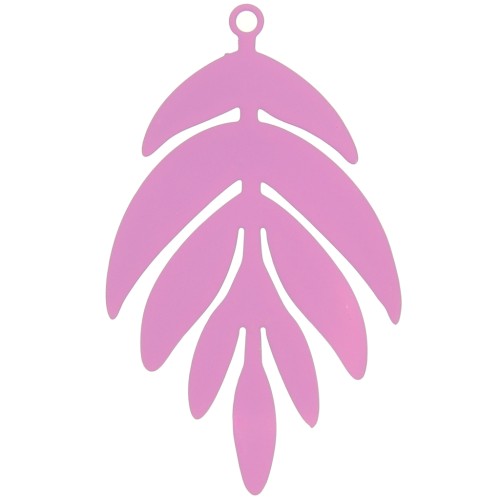 Pendentif teinté feuille 40x24 mm - Rose x1