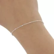 Chaîne maille Forçat alternée 1.9 mm perles aplaties - Placage Arg fin x50cm