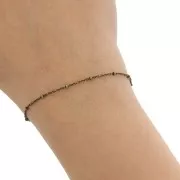 Chaîne maille Forçat alternée 1.9 mm avec perles aplaties - Bronze x50cm