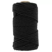 Bobine de cordon en coton pour macramé 2 mm - Noir x100m