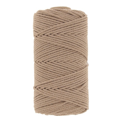 Bobine de cordon en coton pour macramé 2 mm - Sable foncé x100m