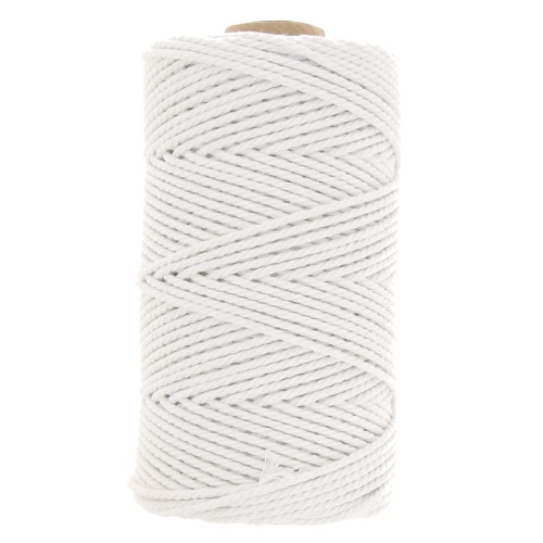 Bobine de cordon en coton pour macramé 2 mm - Blanc x100m