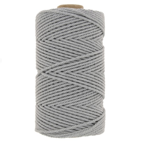 Bobine de cordon en coton pour macramé 2 mm - Gris clair x100m