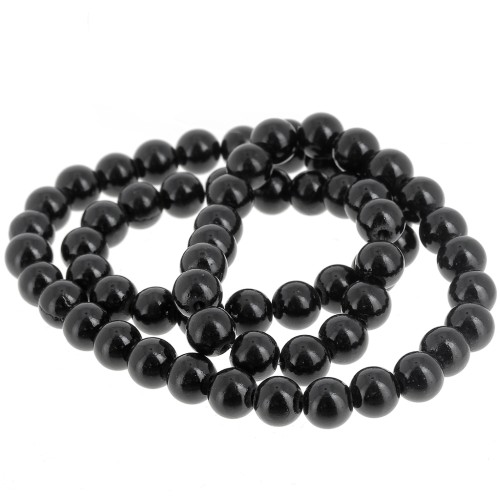 Perles rondes 6.5 mm imitation gemme Jade - Noir x39cm