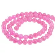 Perles rondes 6.5 mm imitation pierre gemme Jade - Rose x39cm