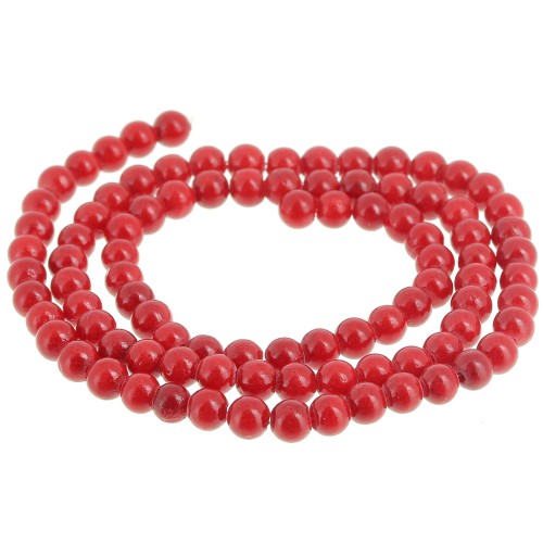 Perles rondes 4.5 mm - imitation gemme Jade - Rouge x39cm
