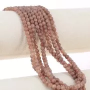 Perles rondes 4.5 mm - imitation gemme Jade - Marron clair x39cm