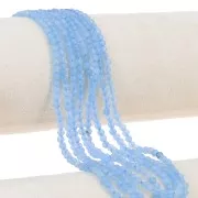 Perles  rondes facettées 3 mm en pierre gemme  - Jade teinté - Bleu ciel x37cm