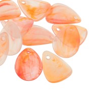 Sequins pétales de fleurs incurvés  17 mm en acrylique - Marbré orange x15|raw }}