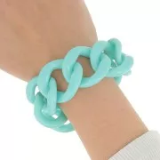 9 maillons en acrylique 39x34 mm pour création de bracelet - Turquoise clair x22cm