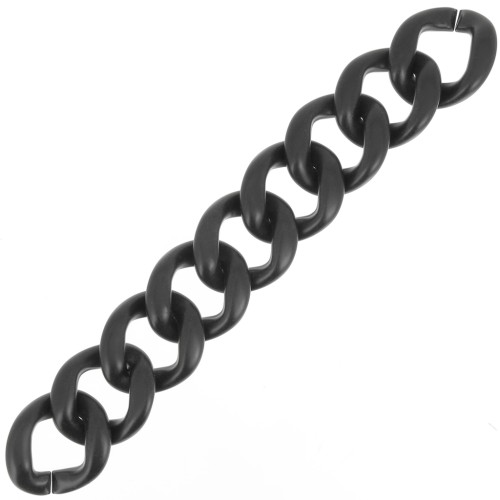 9 maillons acrylique 39x34 mm pour création de bracelet - Opaque noir satiné x22cm