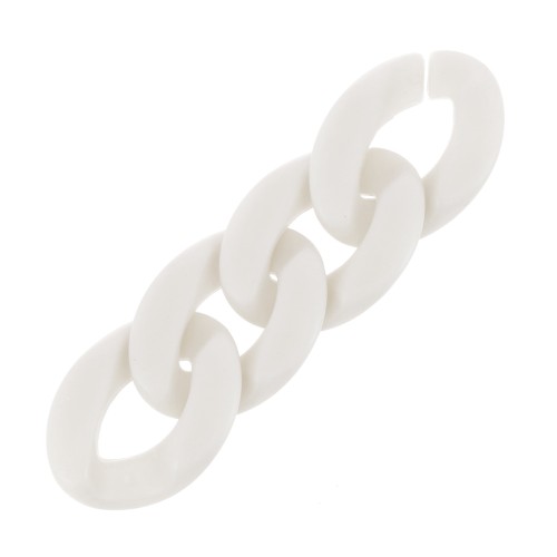 Maillon ovale torsadé en acrylique 29x21 mm - Opaque crème satiné x1
