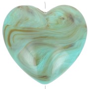 Perle coeur 26x27 mm en résine opaque - Turquoise marbré x1|raw }}