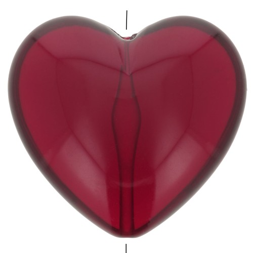 Perle coeur 26x27 mm en résine transparente - Rouge foncé x1