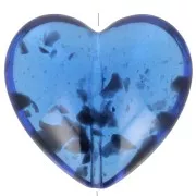 Perle coeur 26x27 mm en résine transparente - Bleu tacheté x1