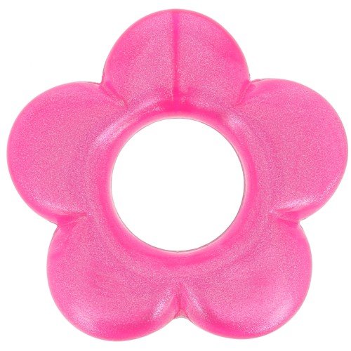 Pendentif fleur 21 mm en résine opaque - Fuchsia nacré x1