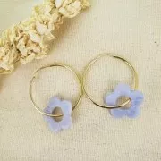 Pendentif fleur 21 mm en résine opaque - Peach x1