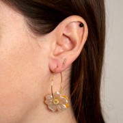 Pendentif Fleur  23 mm en résine opaque - Framboise x1