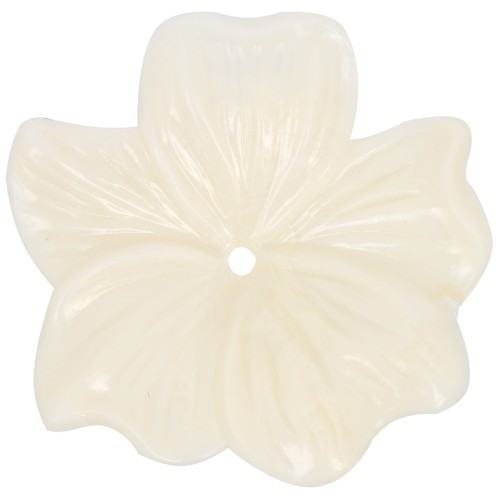 Pendentif Fleur  23 mm en résine opaque - Crème x1