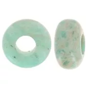 Perle ronde gros trou - donuts - 14 mm en pierre gemme - Amazonite x1