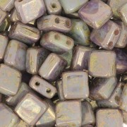 Tile beads 6 mm - Opaque Pale Jade Bronze Picasso x50|raw }}